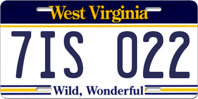 WV license plate 7IS022