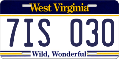 WV license plate 7IS030