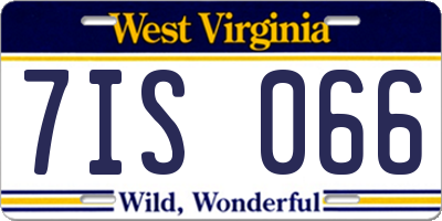WV license plate 7IS066