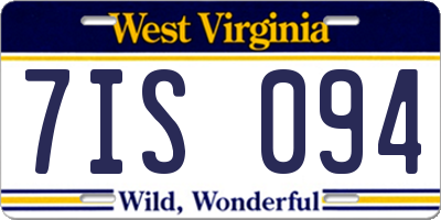 WV license plate 7IS094