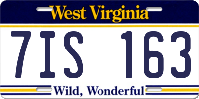 WV license plate 7IS163