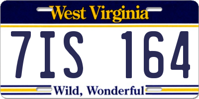 WV license plate 7IS164