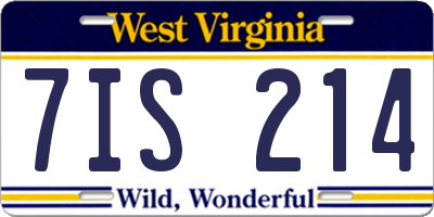 WV license plate 7IS214