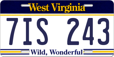 WV license plate 7IS243