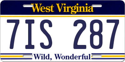 WV license plate 7IS287