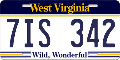 WV license plate 7IS342