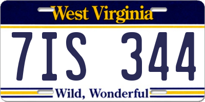 WV license plate 7IS344