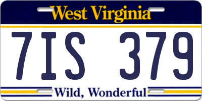 WV license plate 7IS379