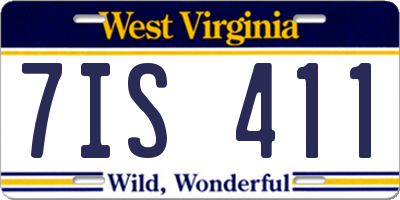WV license plate 7IS411