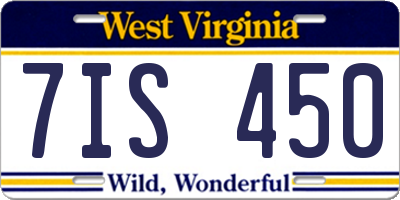 WV license plate 7IS450