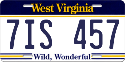 WV license plate 7IS457