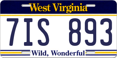 WV license plate 7IS893