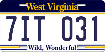 WV license plate 7IT031