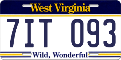WV license plate 7IT093