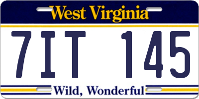 WV license plate 7IT145
