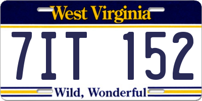 WV license plate 7IT152