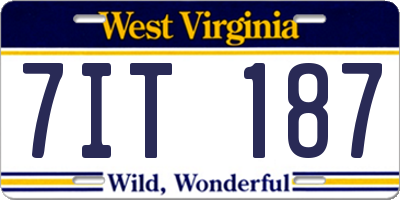 WV license plate 7IT187