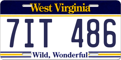 WV license plate 7IT486
