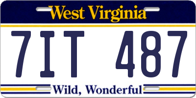 WV license plate 7IT487