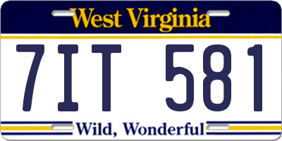 WV license plate 7IT581