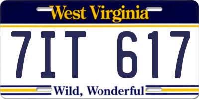 WV license plate 7IT617