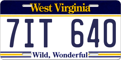 WV license plate 7IT640
