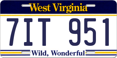 WV license plate 7IT951