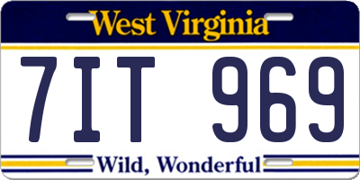 WV license plate 7IT969