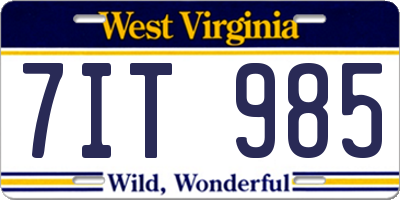 WV license plate 7IT985