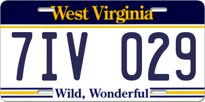 WV license plate 7IV029