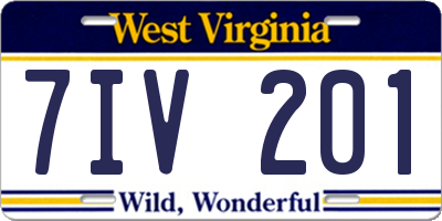 WV license plate 7IV201
