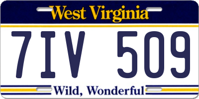 WV license plate 7IV509