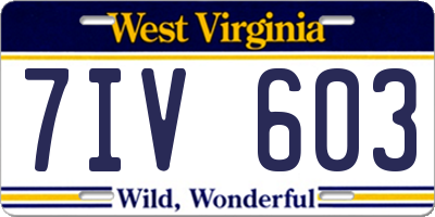 WV license plate 7IV603