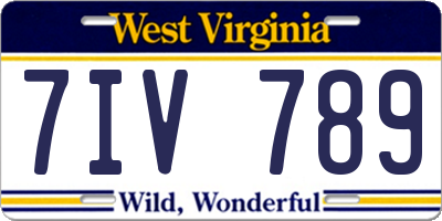 WV license plate 7IV789