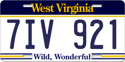 WV license plate 7IV921