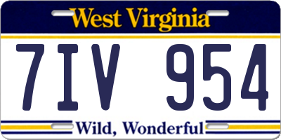 WV license plate 7IV954
