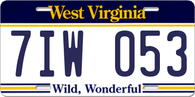 WV license plate 7IW053