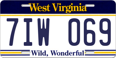 WV license plate 7IW069