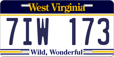 WV license plate 7IW173
