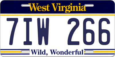 WV license plate 7IW266