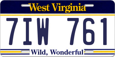 WV license plate 7IW761