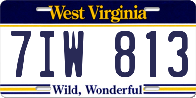WV license plate 7IW813