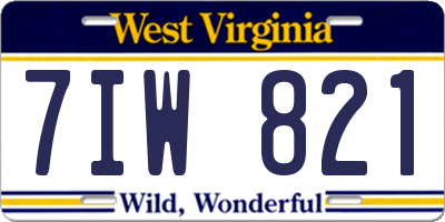WV license plate 7IW821