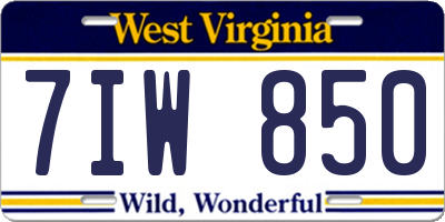 WV license plate 7IW850