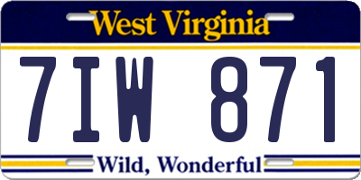 WV license plate 7IW871