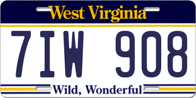 WV license plate 7IW908