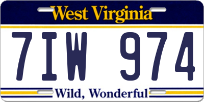 WV license plate 7IW974