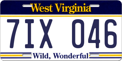 WV license plate 7IX046