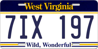 WV license plate 7IX197