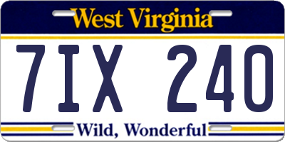 WV license plate 7IX240